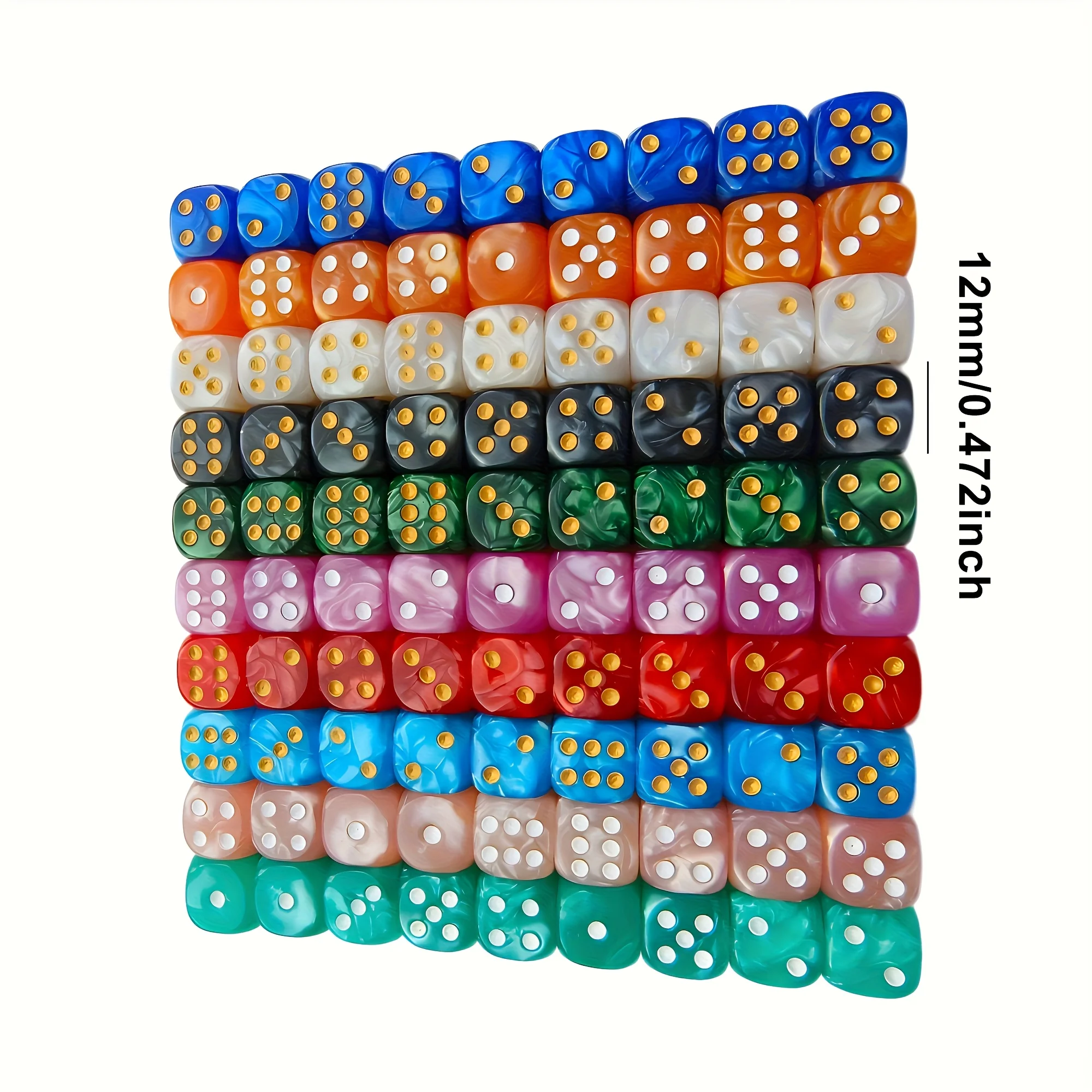 10Pcs 12mm Pearl Swirl D6 Dice - Board Game Live 评论和价格