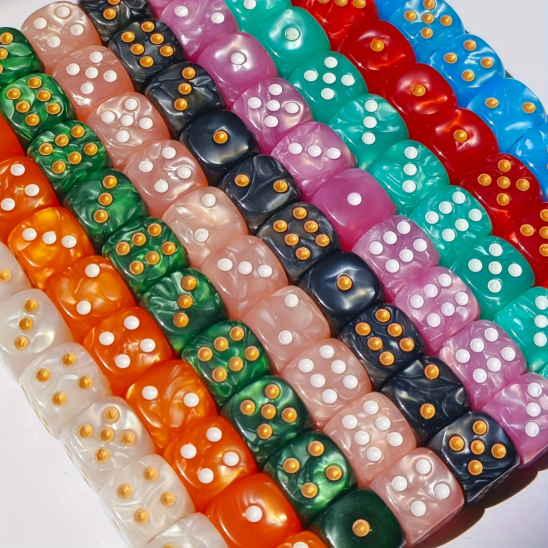10Pcs 12mm Pearl Swirl D6 Dice - Board Game Live 评论和价格