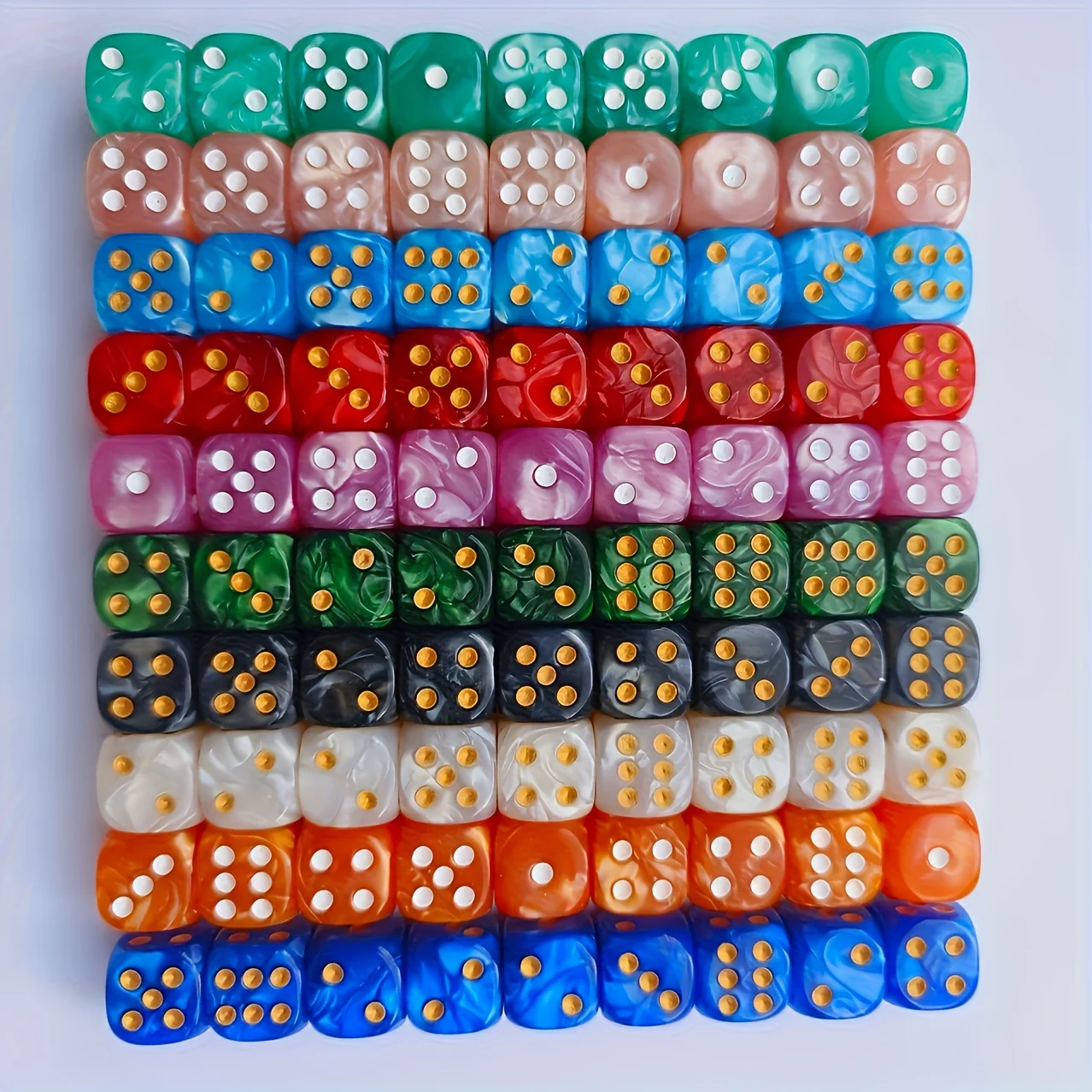 10Pcs 12mm Pearl Swirl D6 Dice - Board Game Live 评论和价格