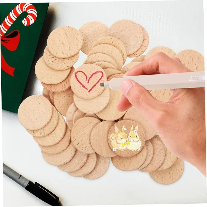 50PCS Round Unfinished Wood Cu - Board Game With Chips 评论和价格