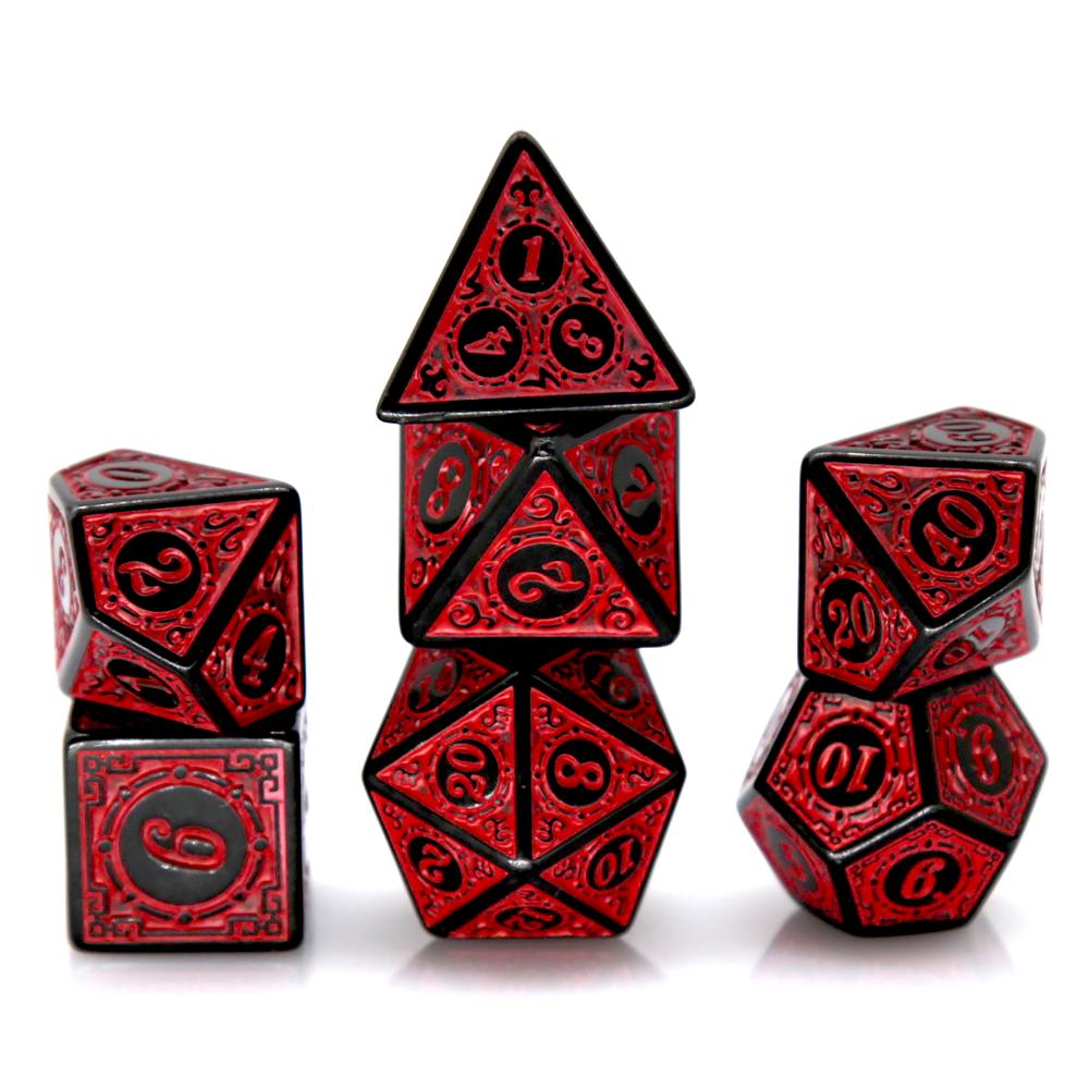 7Pcs Black Red Acrylic Polyhed - Board Game Live 评论和价格