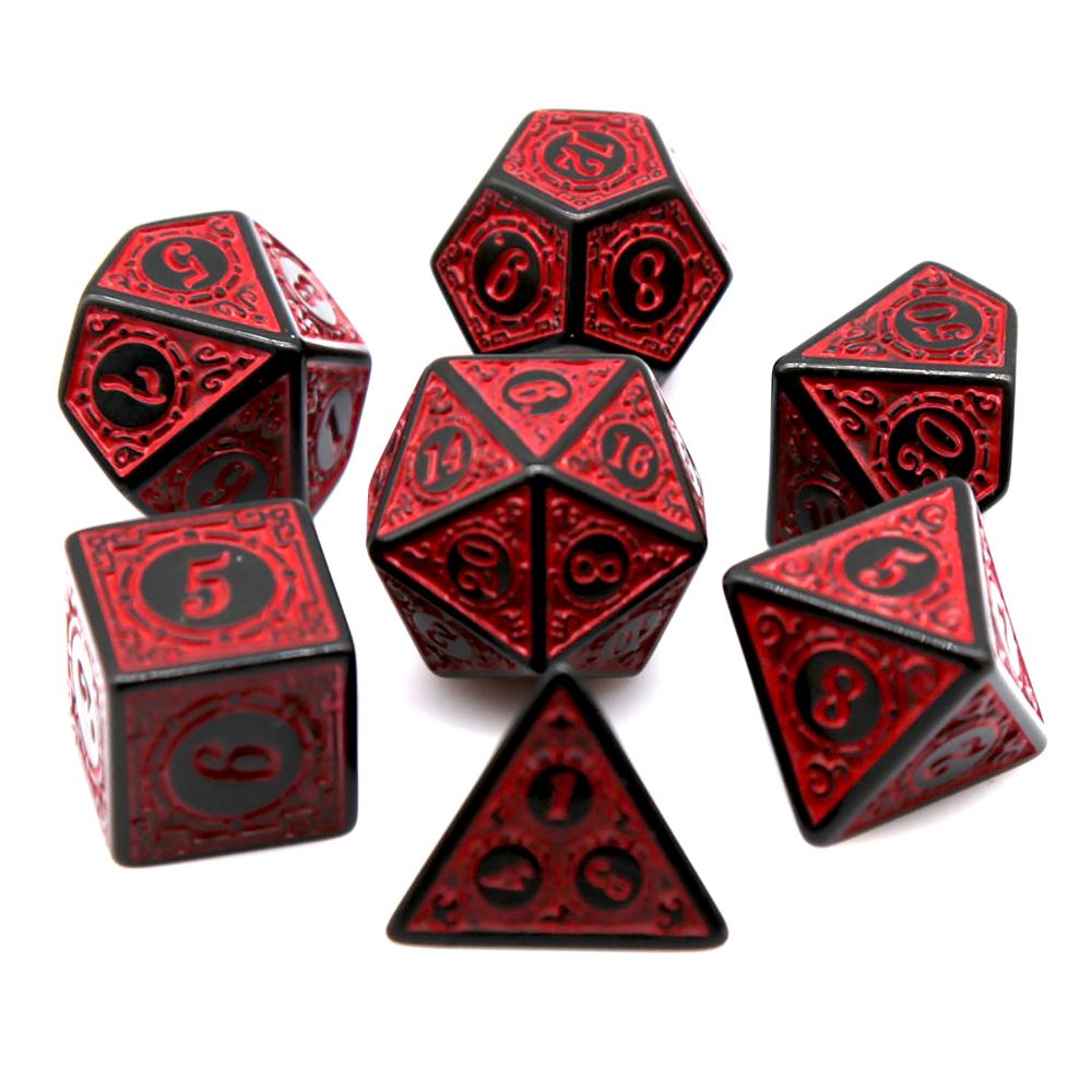 7Pcs Black Red Acrylic Polyhed - Board Game Live 评论和价格